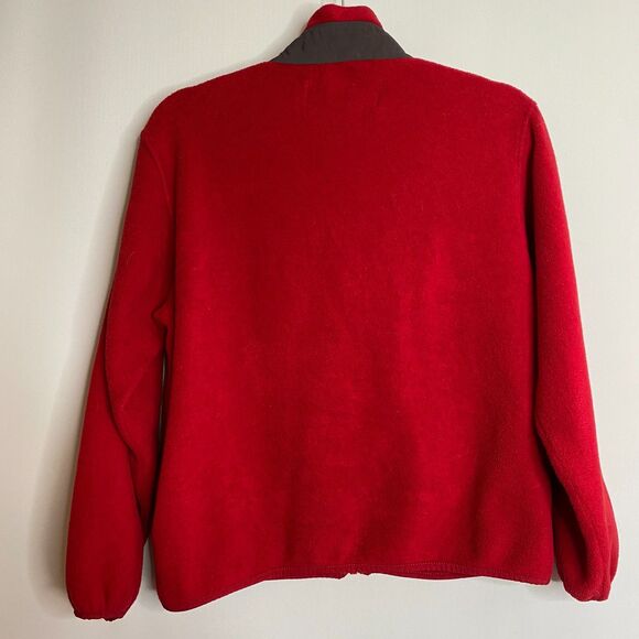 VTG Lands' End Red Polartec Full Zip Fleece Jacket Pockets Womens Size M(10-12) - Picture 4 of 12